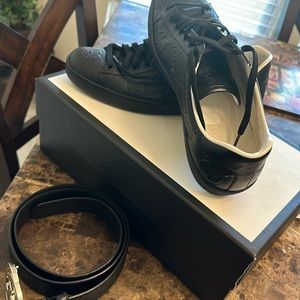 Black Gucci Sneakers with the belt to match Size 10.